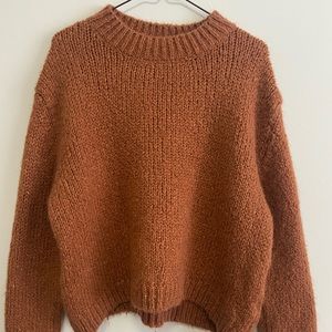 Zara classic chunky knit sweater in reddy-brown